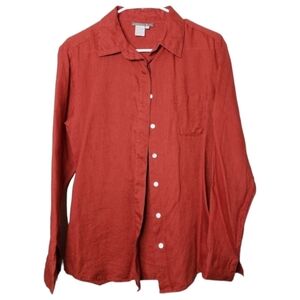 ISABELLA BIRD button down linen blouse in pumpkin spice M